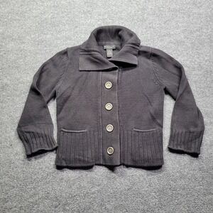 Rafaella Petites Cardigan Womens Small‎ Black Button Front Collared Sweater Knit